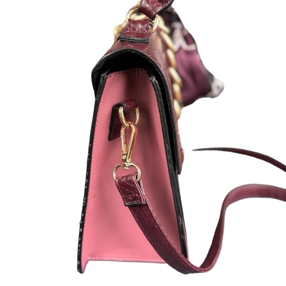 Aldo Burgundy Wine Leather Bag Structured Top Handle / Shoulder Bag / Crossbody - Picture 4 of 16